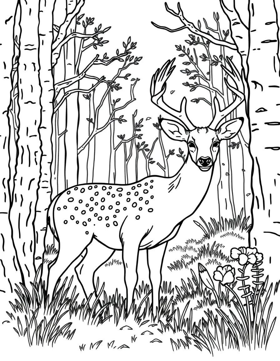 (Kansas) White-tailed deer in Kansas woodland