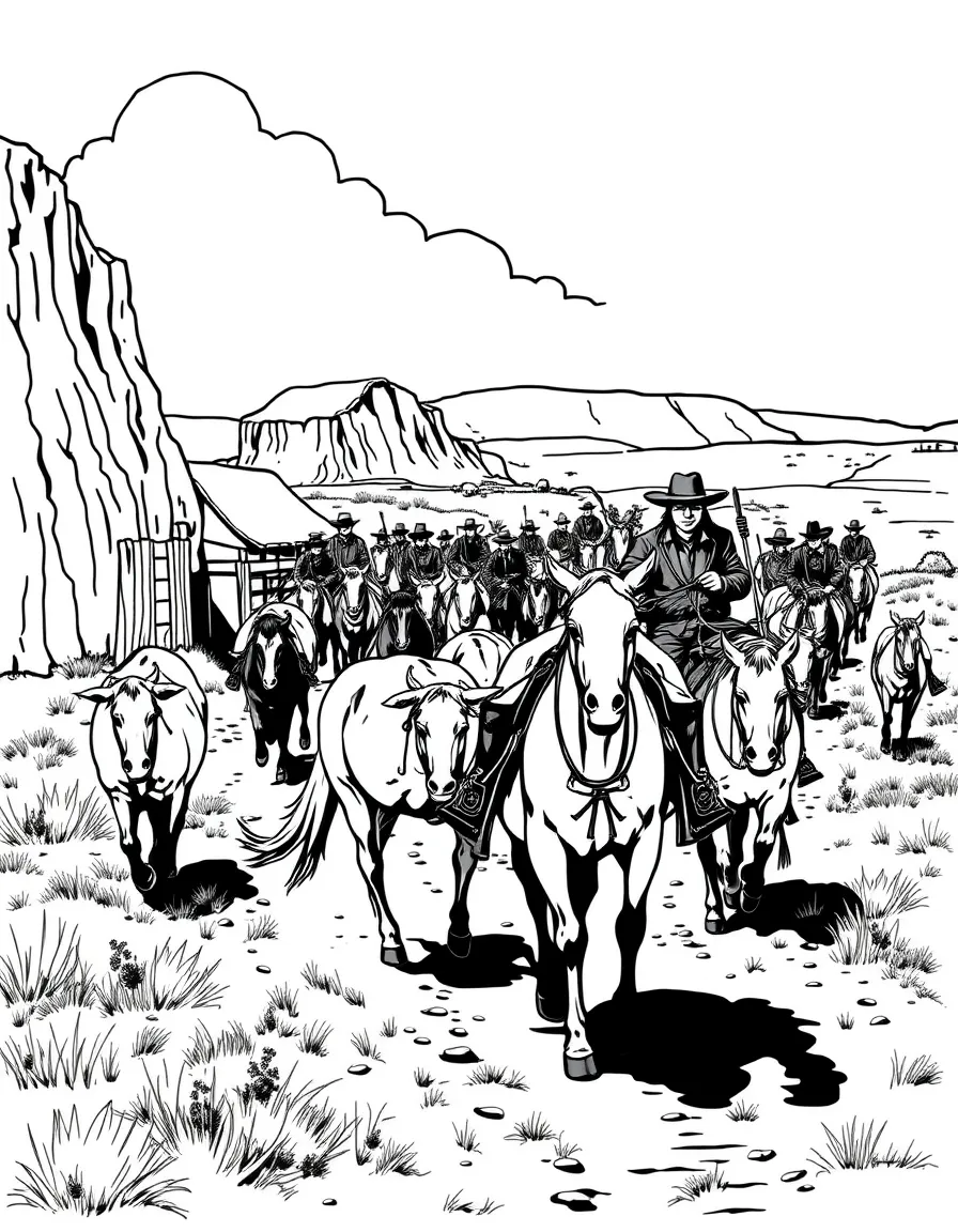 (Kansas) Chisholm Trail cattle drive scene