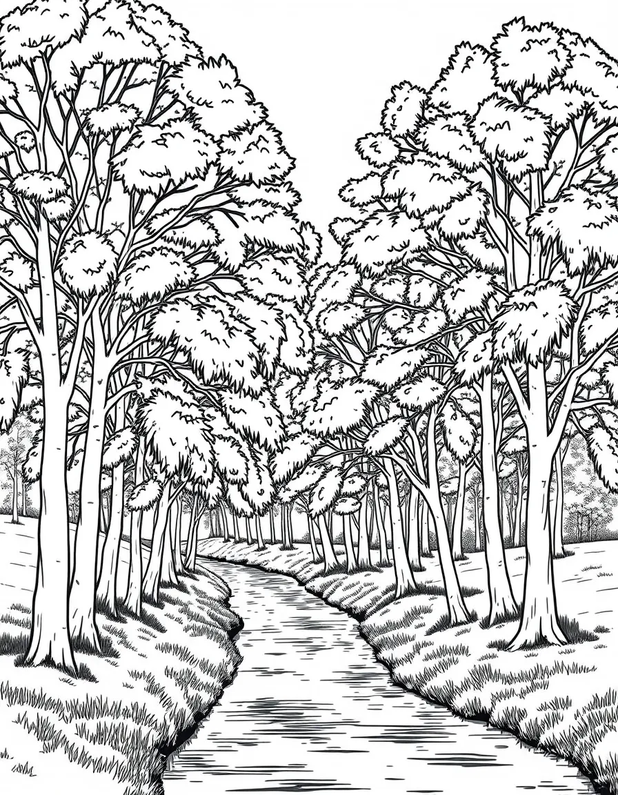 (Kansas) Cottonwood trees along a creek