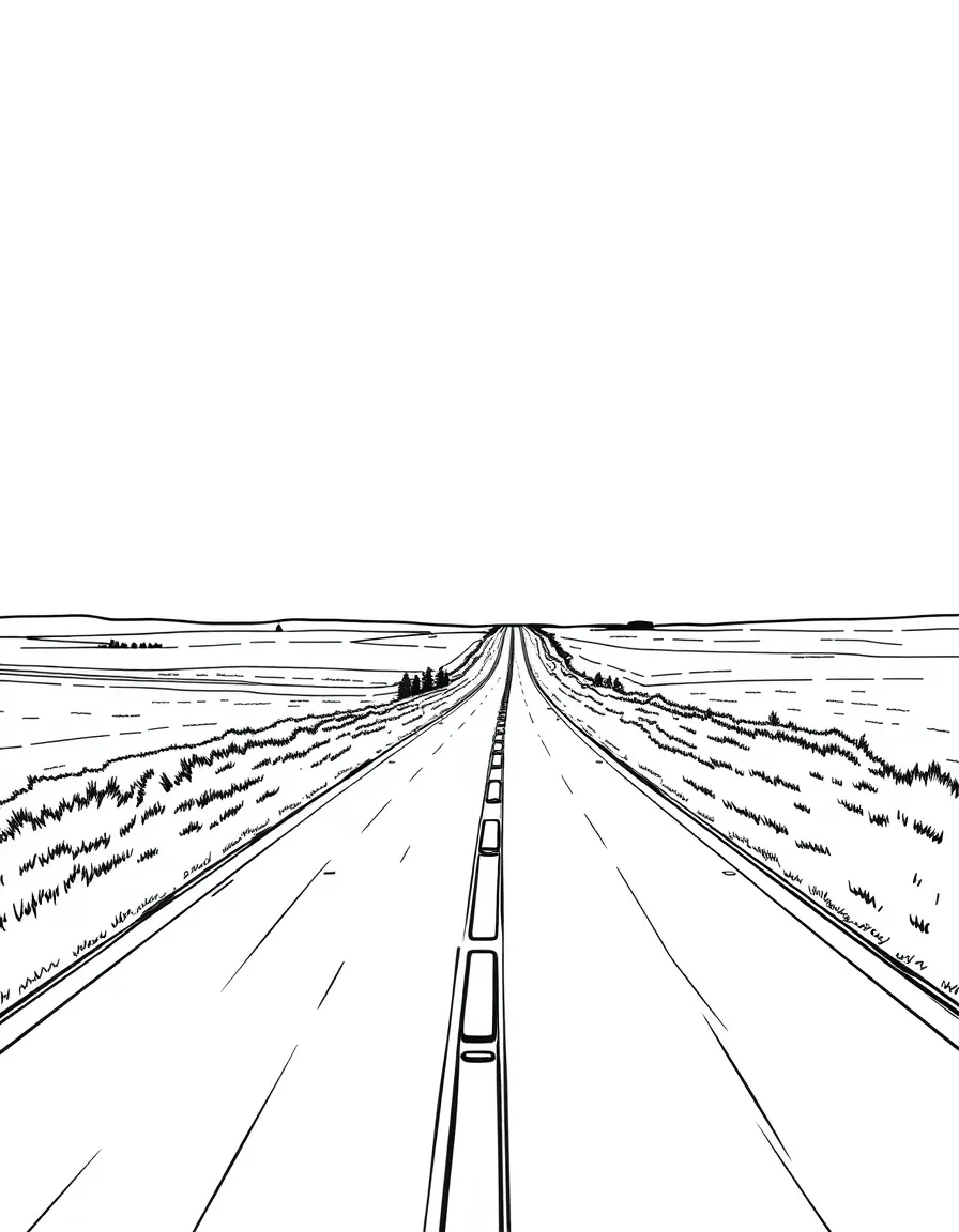 (Kansas) Kansas highway stretching to horizon