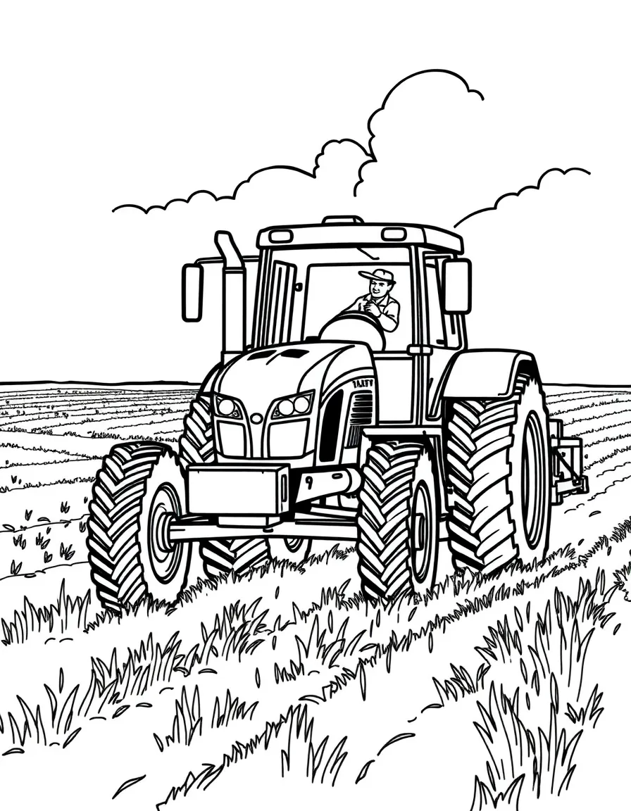 (Kansas) Farm tractor pulling plow through field