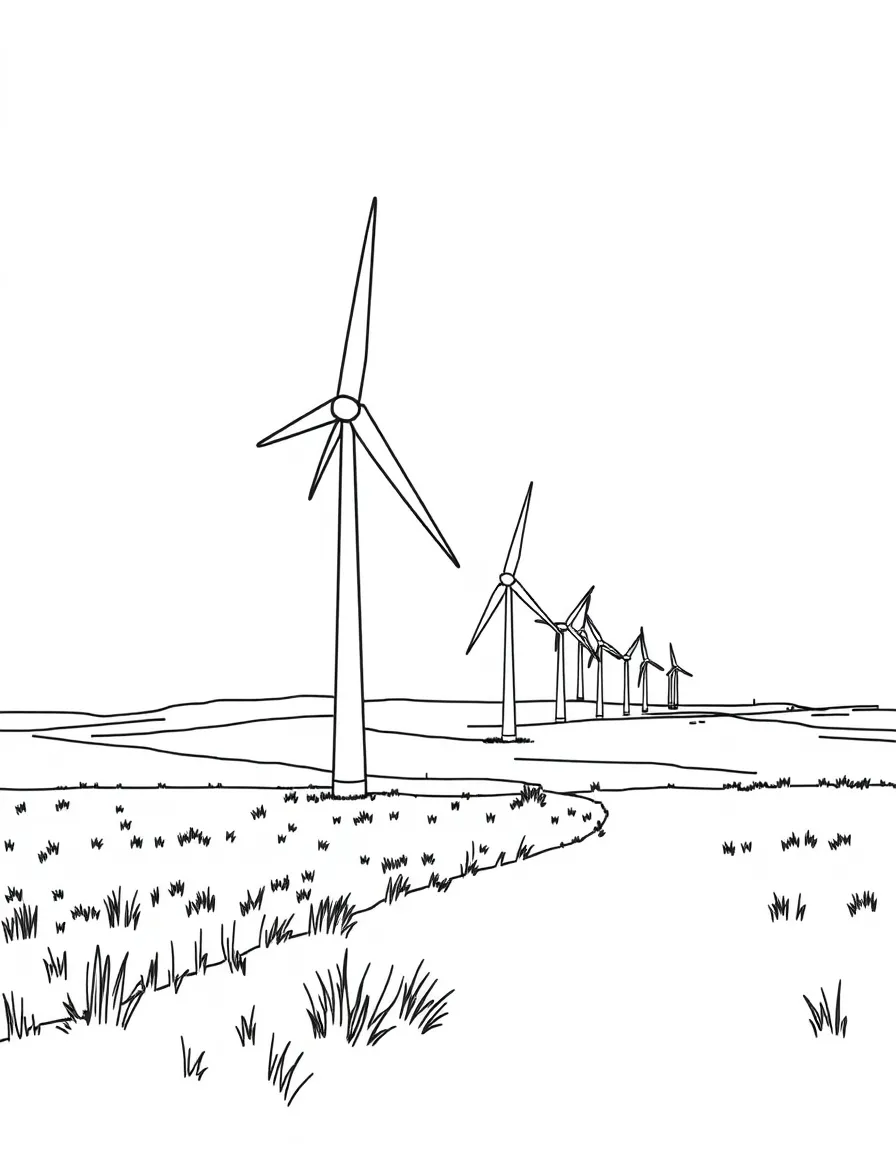 (Kansas) Kansas wind farm with turbines