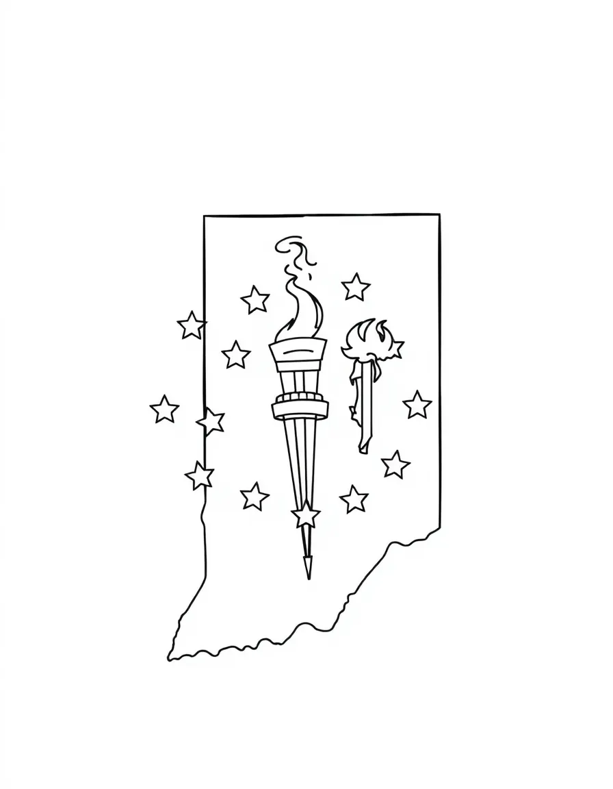 (Indiana) The Indiana state flag with torch and stars