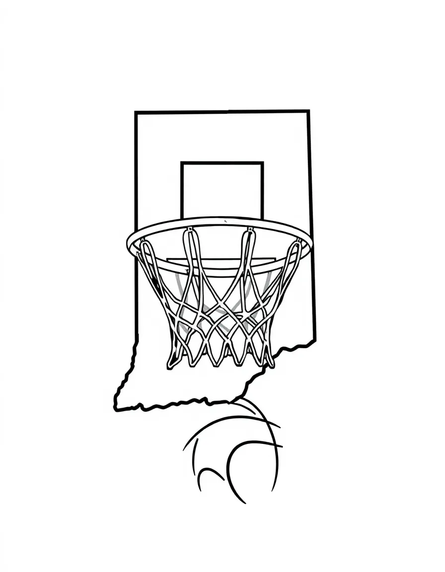 (Indiana) A basketball hoop and ball (Indiana loves basketball!)