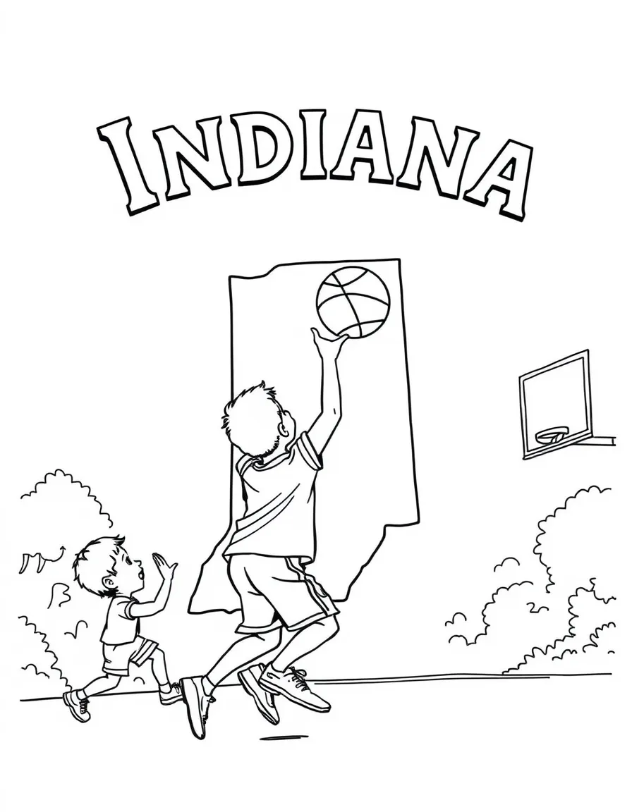 (Indiana) Children playing basketball in Indiana