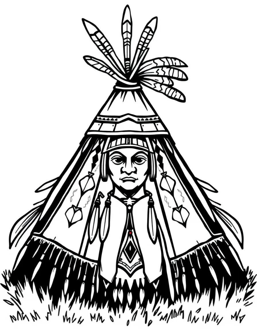 (Indiana) Native American tipi and heritage symbols
