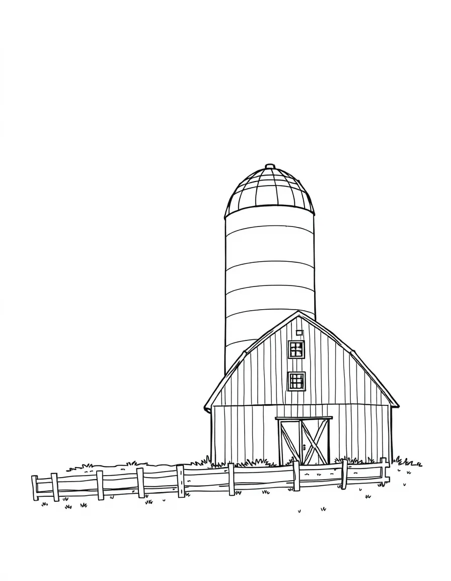 (Indiana) A silo next to a barn