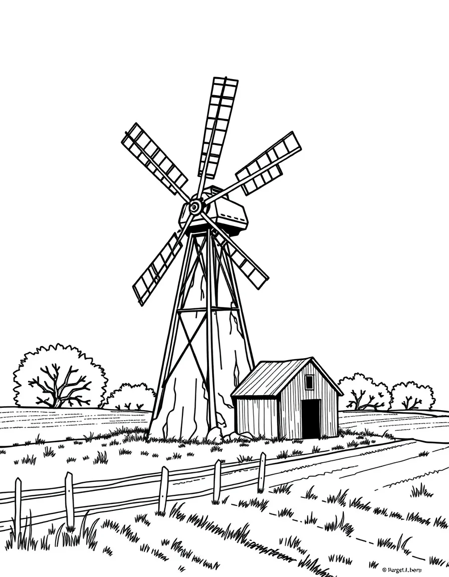 (Indiana) A classic Midwestern windmill on a farm