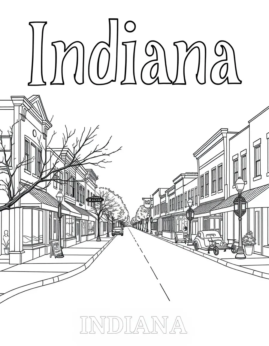 (Indiana) A small-town Main Street in Indiana
