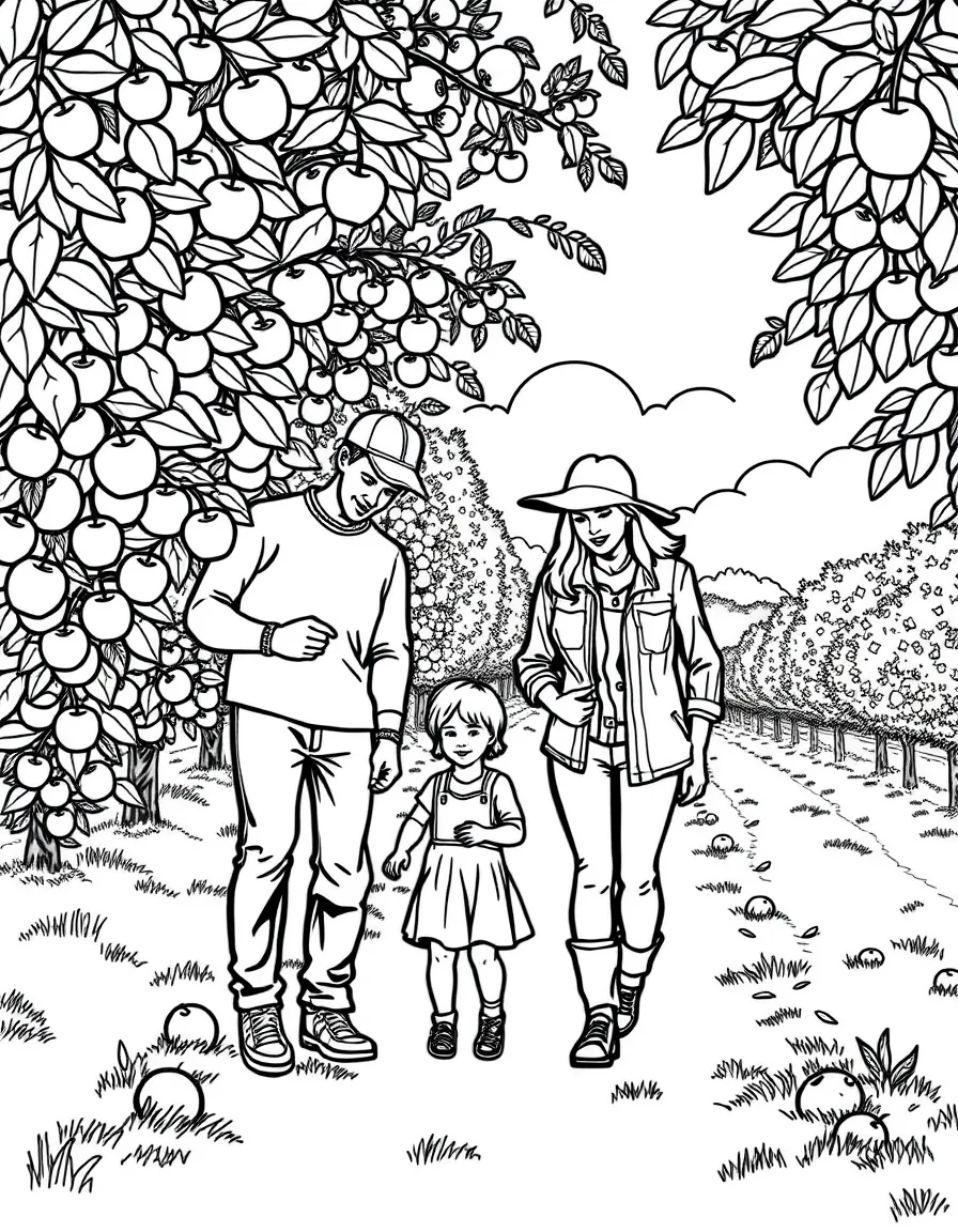 (Indiana) A family picking apples at an orchard
