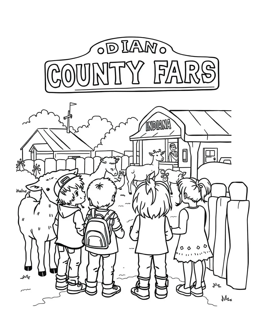 (Indiana) A group of kids visiting a county fair petting zoo