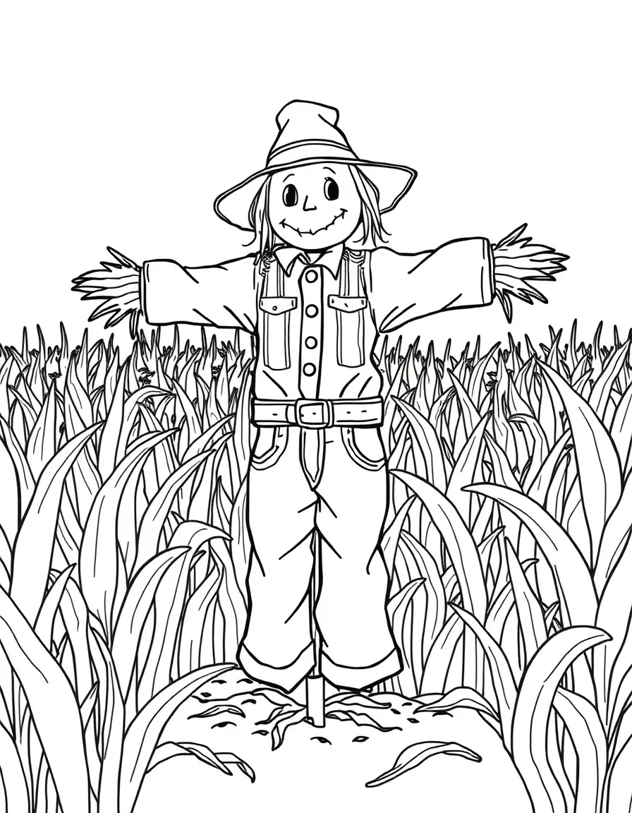 (Indiana) A scarecrow in an Indiana cornfield