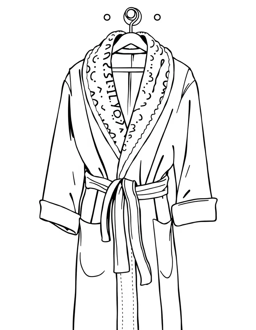 (clothing) A bathrobe hanging on a hook