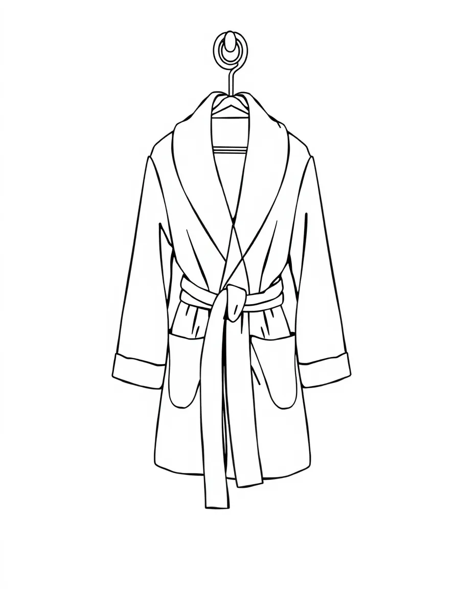 (clothing) A bathrobe hanging on a hook
