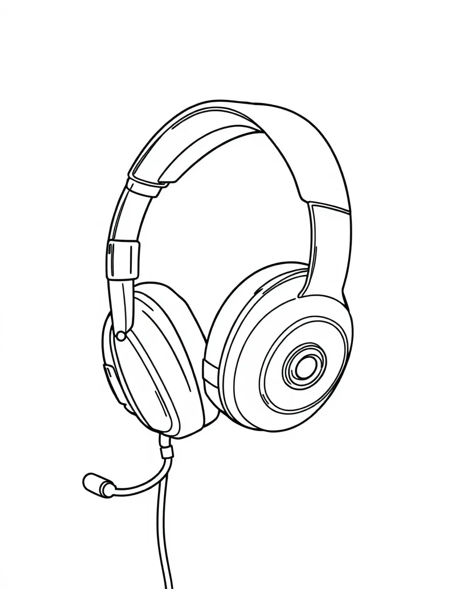 line drawing of a headset
