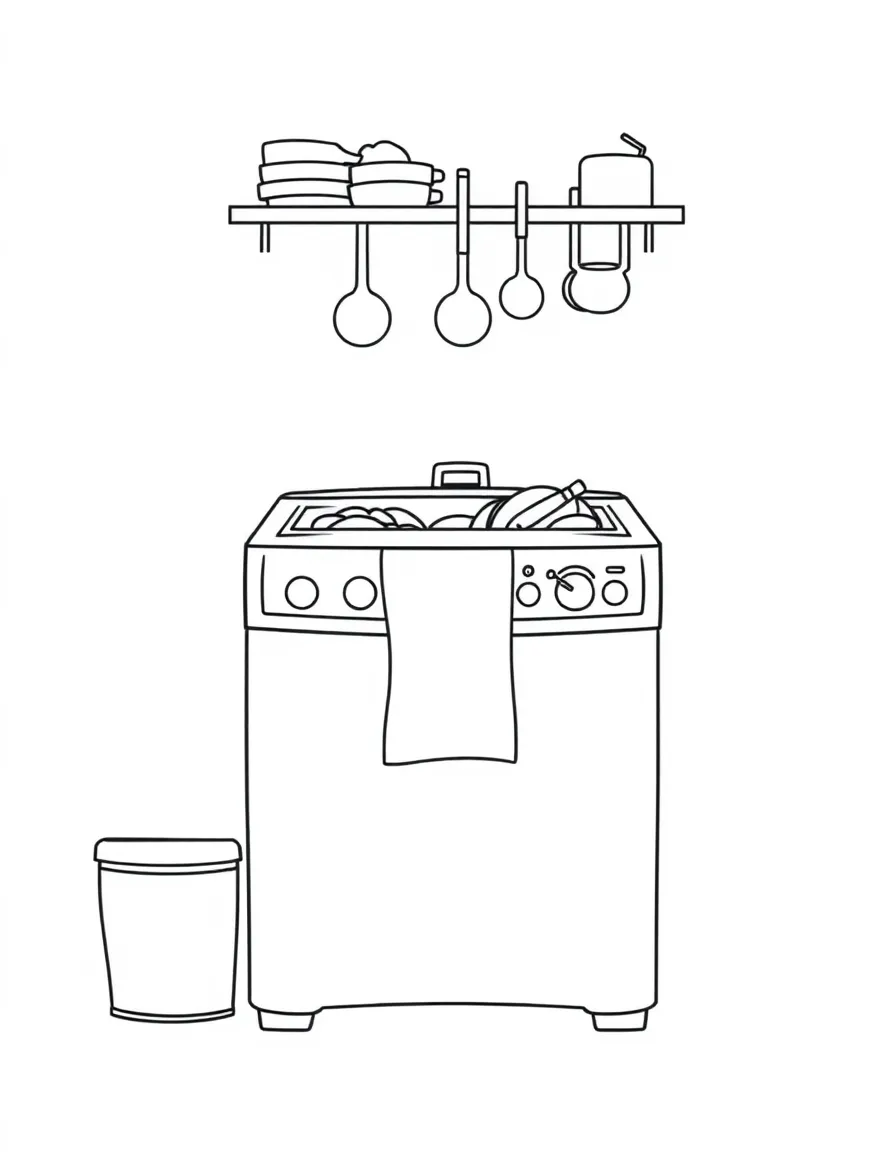 line drawing of a dish washer