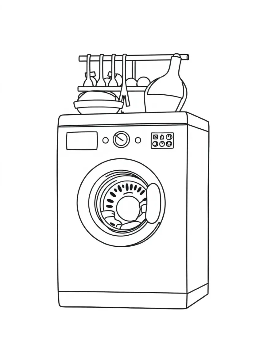 line drawing of a dish washer