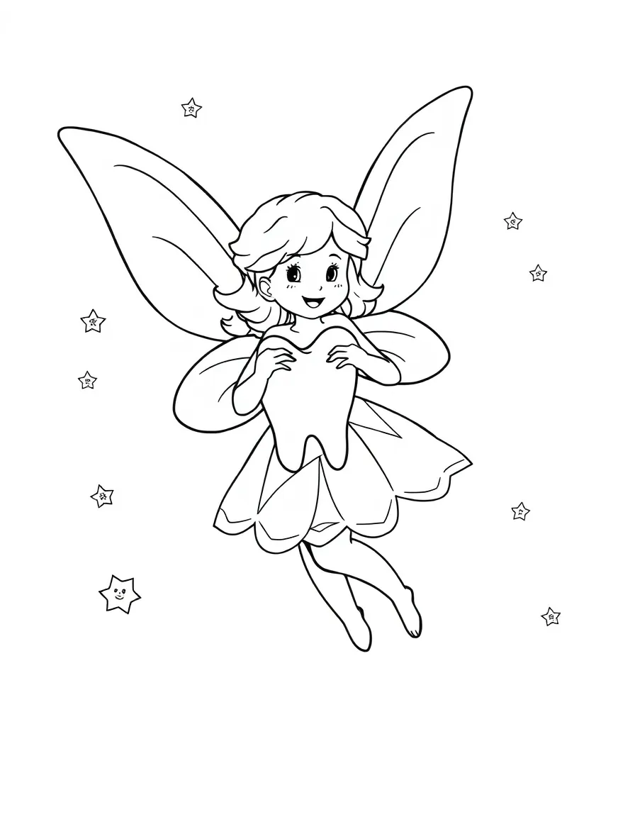 Tooth fairy carries a tooth