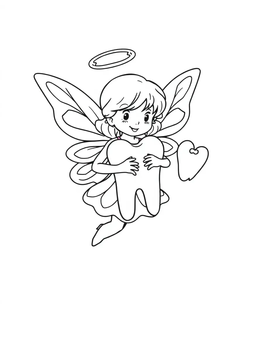 Tooth fairy carries a tooth secretly