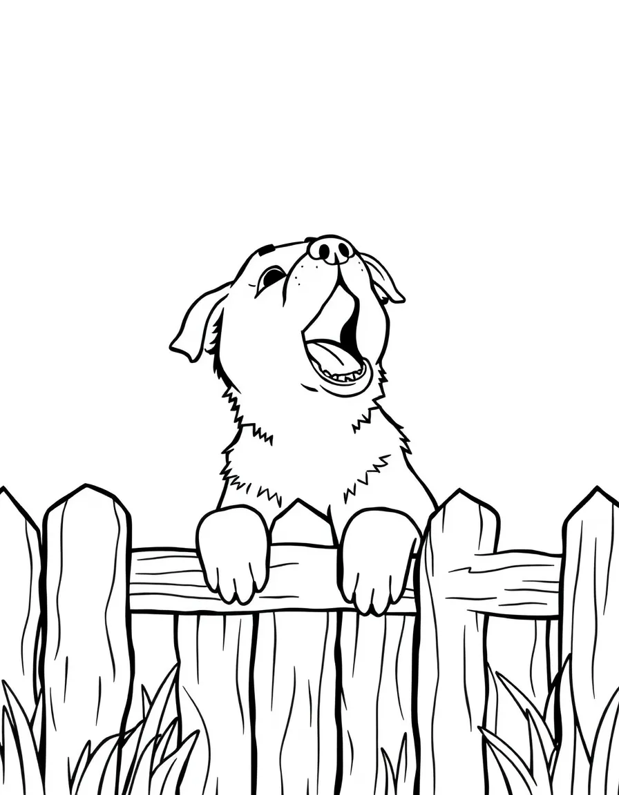 A dog is barking over the fence.
