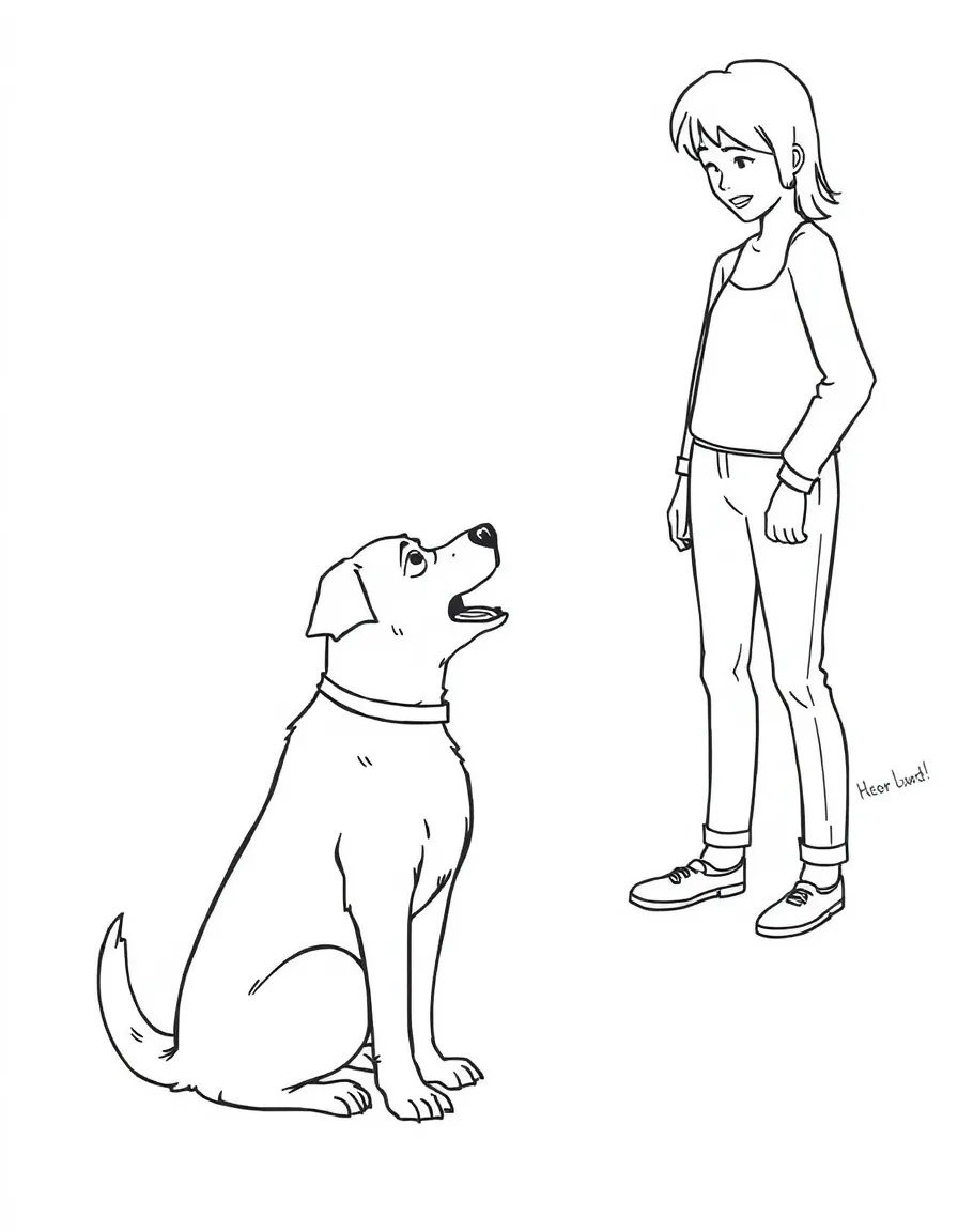 A dog is barking towards a stranger.