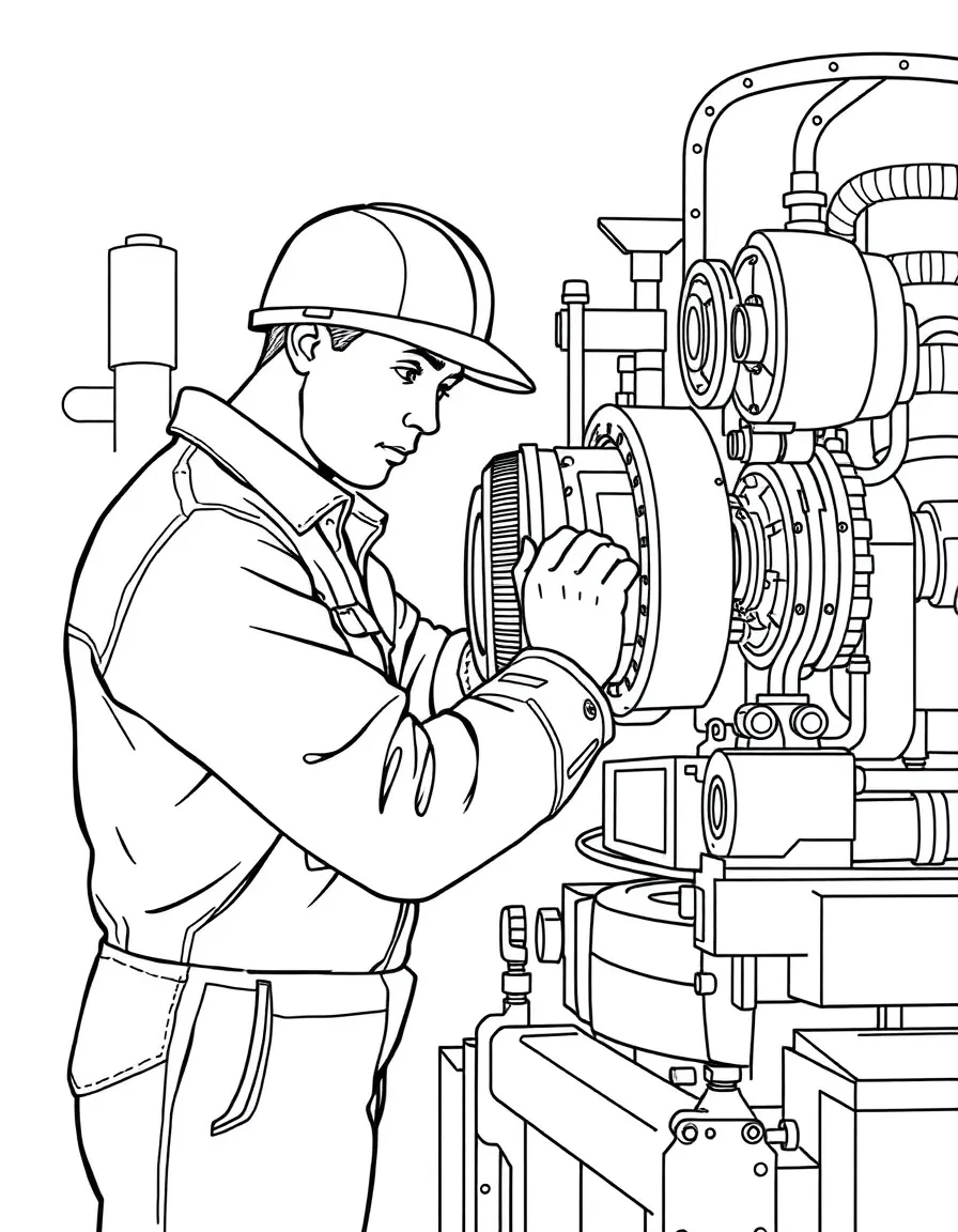An engineer is fixing a machine.