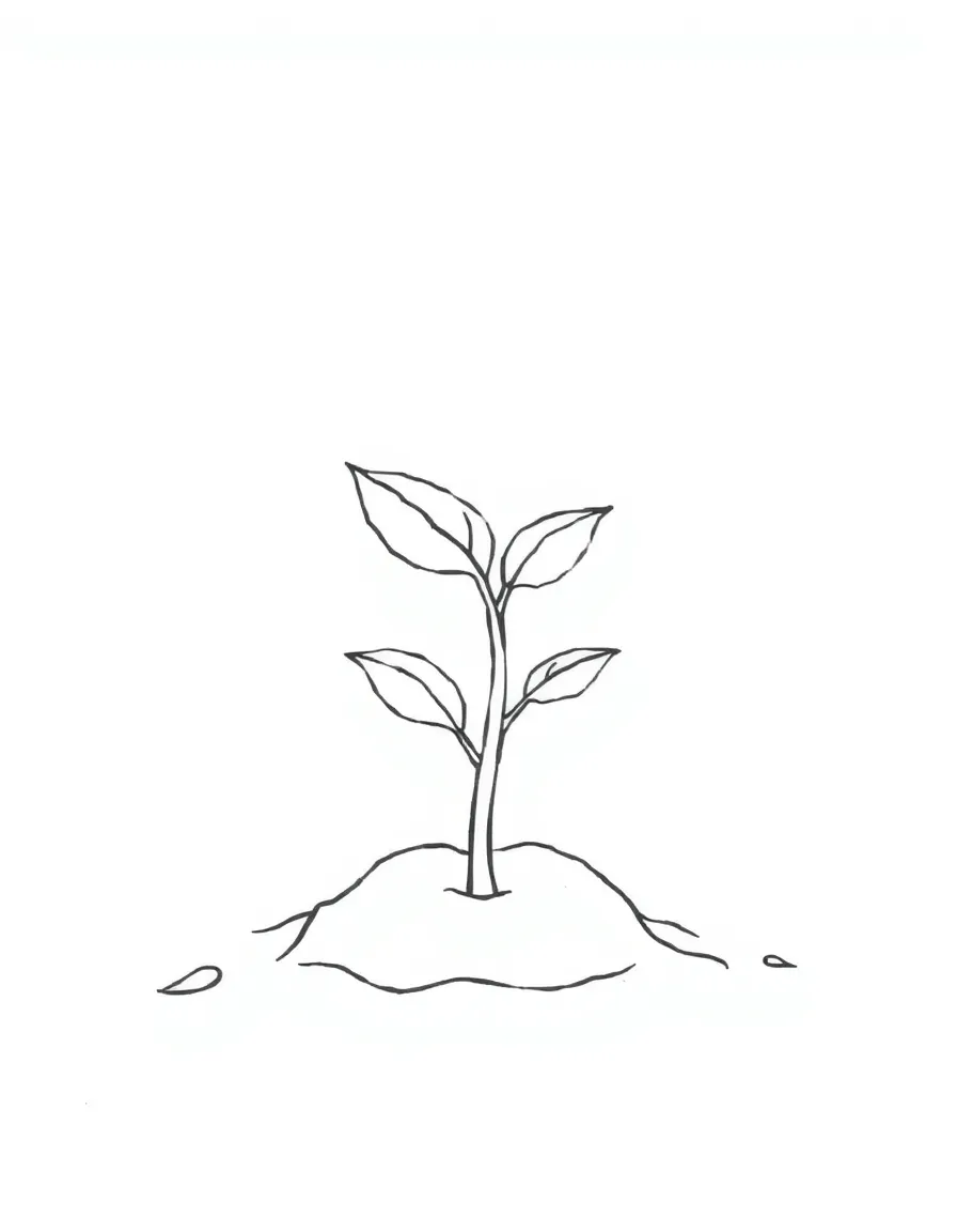 A seed starts to germinate