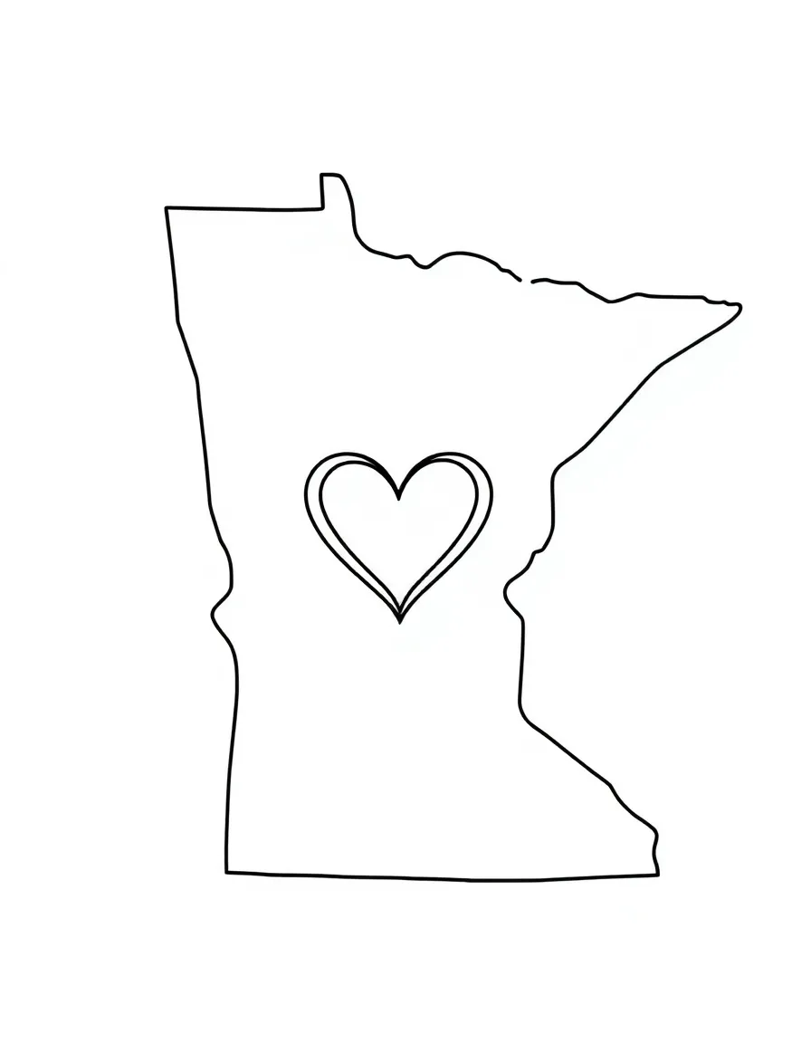 (Minnesota) Minnesota state outline with a heart in the center