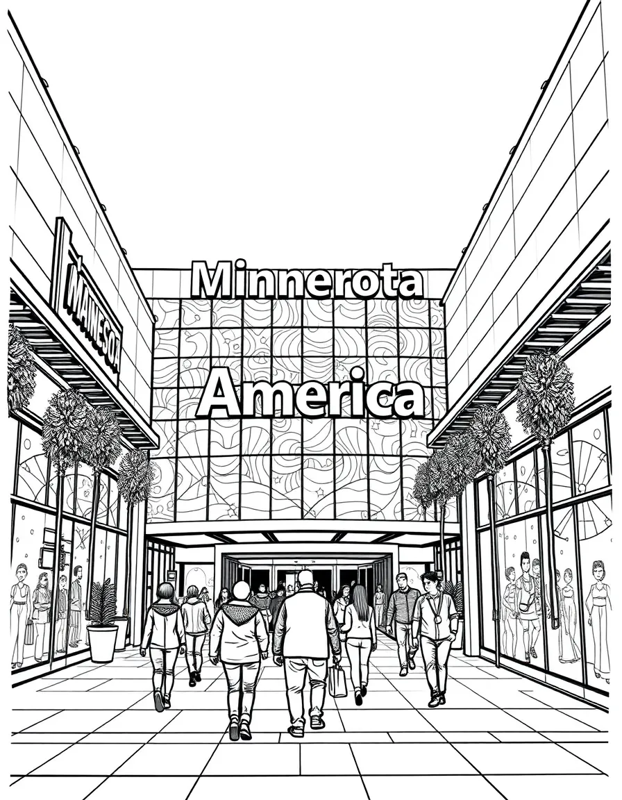 (Minnesota) Mall of America exterior with people walking in