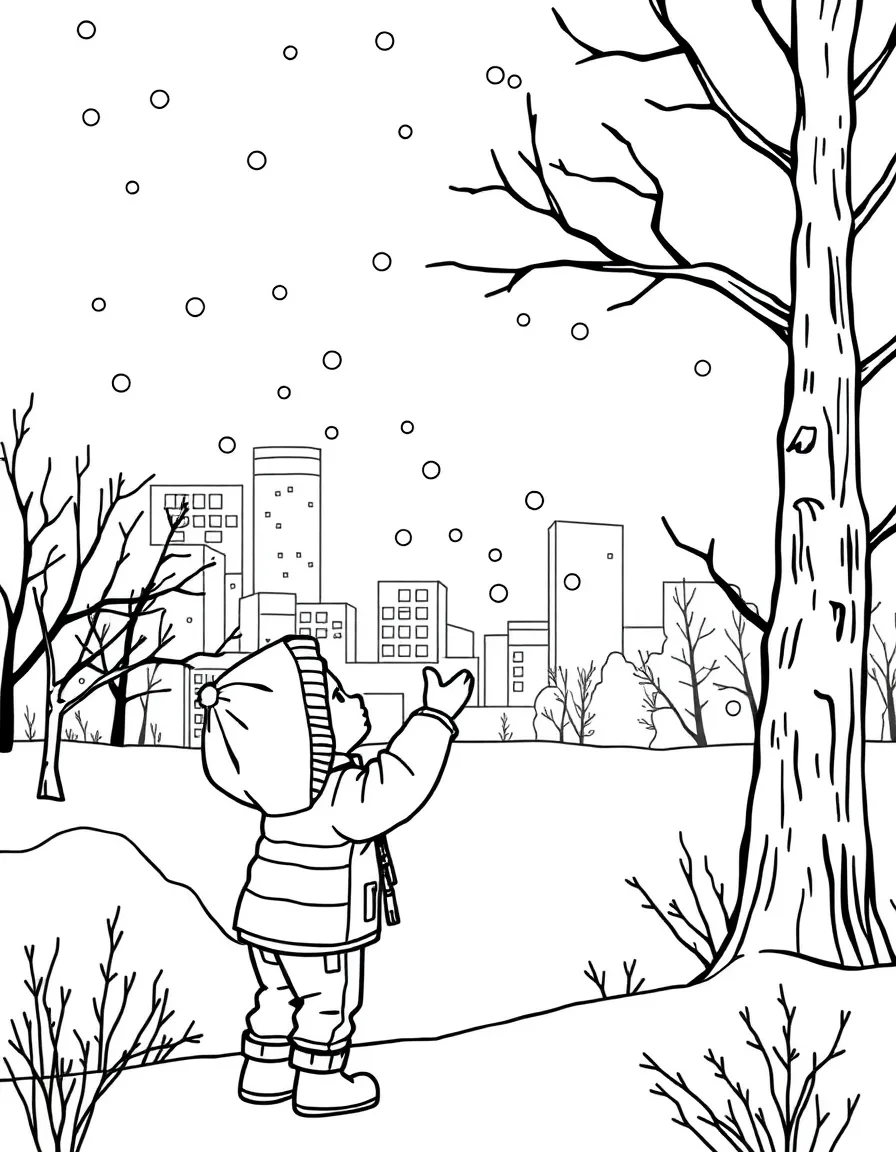 (Minnesota) A child catching snowflakes in Minneapolis