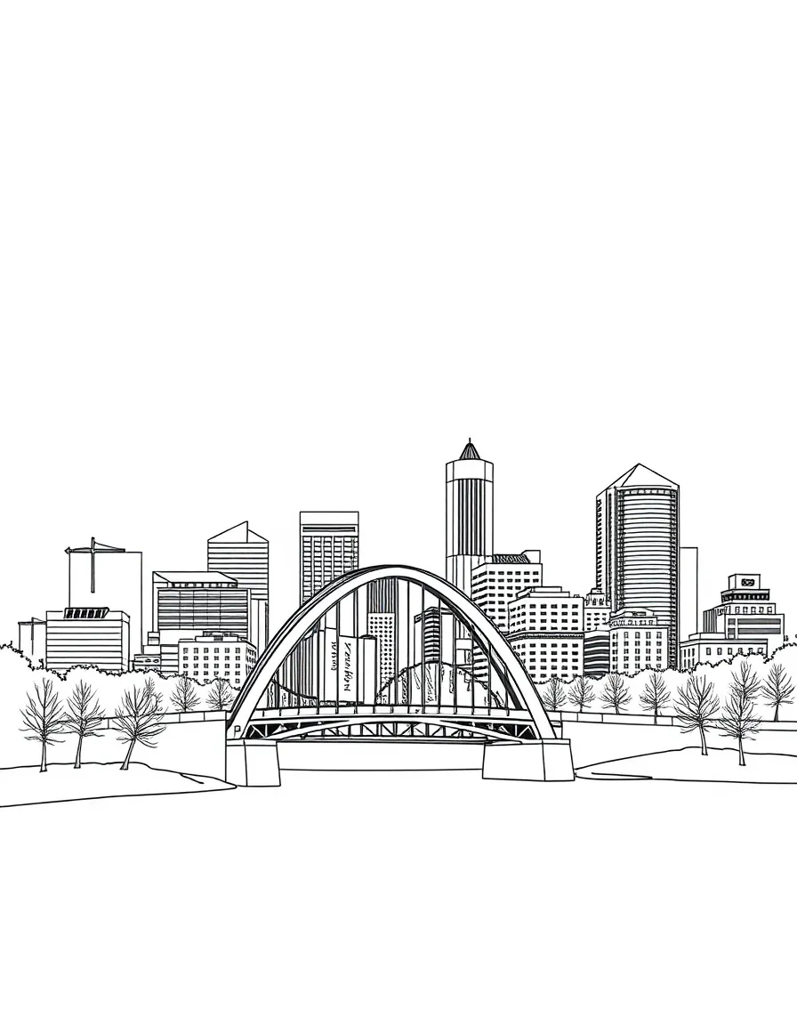 (Minnesota) Minneapolis skyline with Stone Arch Bridge
