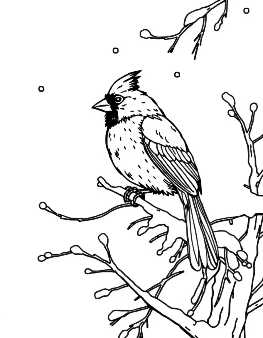 (Minnesota) A cardinal perched in a snowy tree