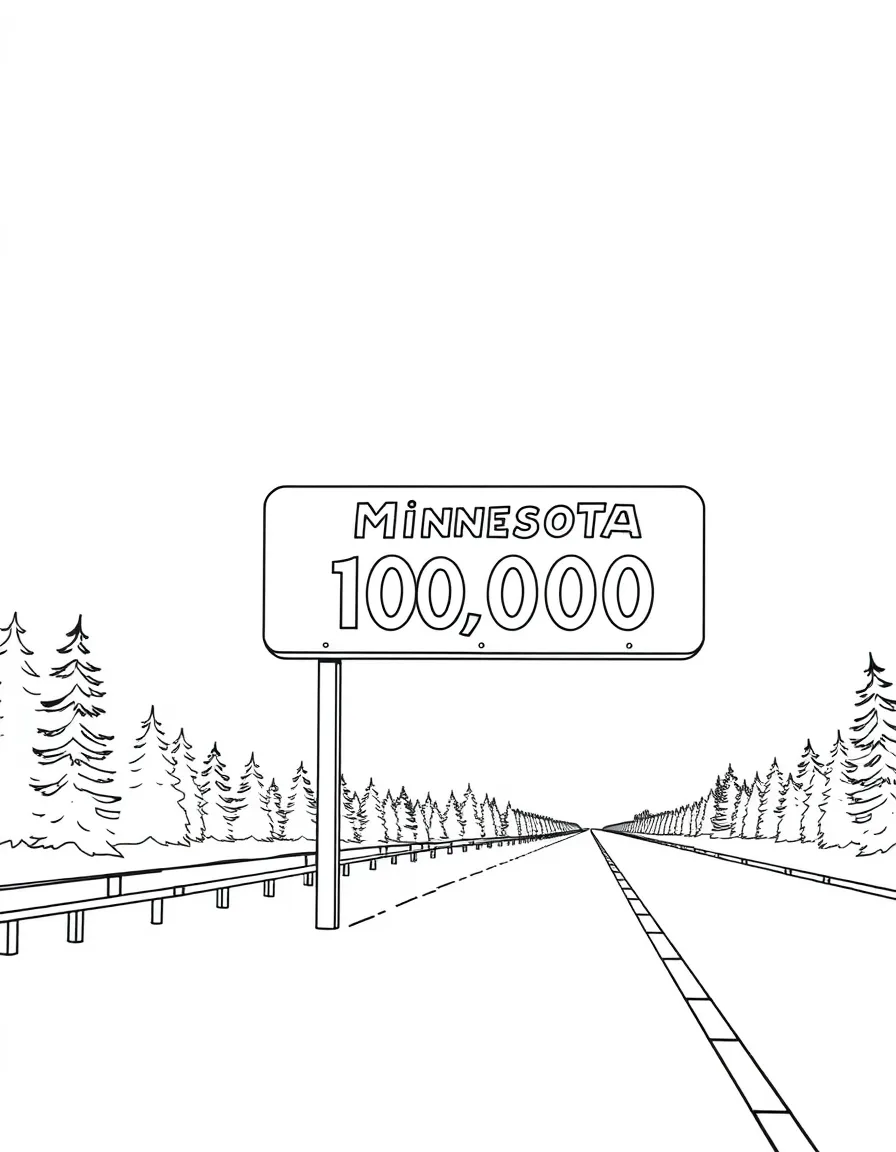 (Minnesota) Minnesota’s “10,000 Lakes” sign by the road