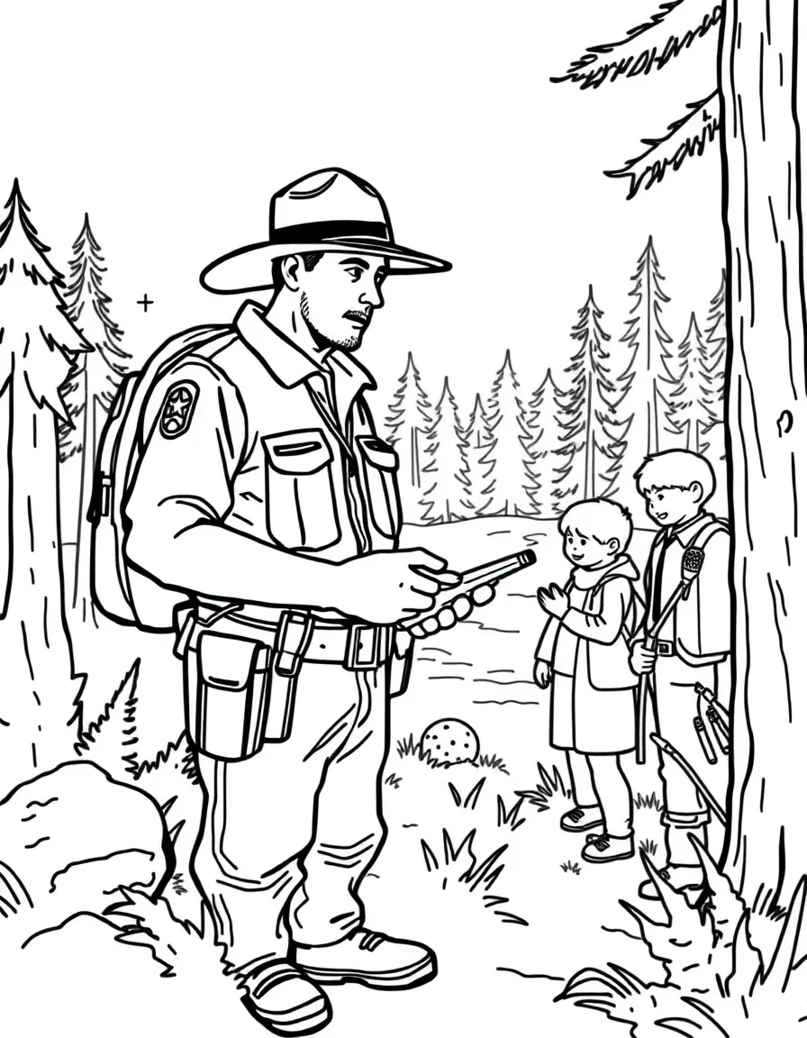 (Minnesota) A forest ranger helping visitors