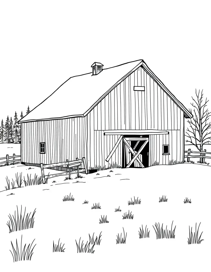 (Minnesota) A snow-covered barn in rural Minnesota