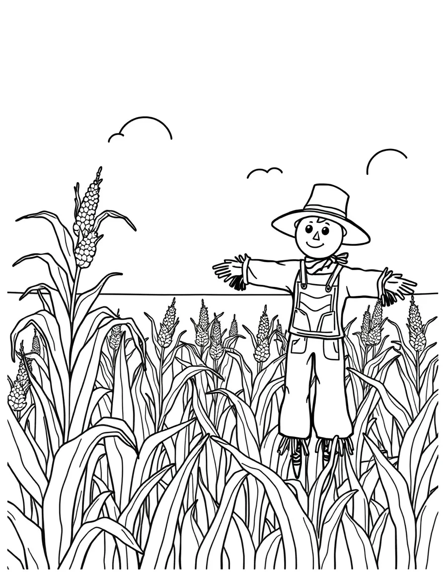 (Minnesota) A cornfield with a scarecrow