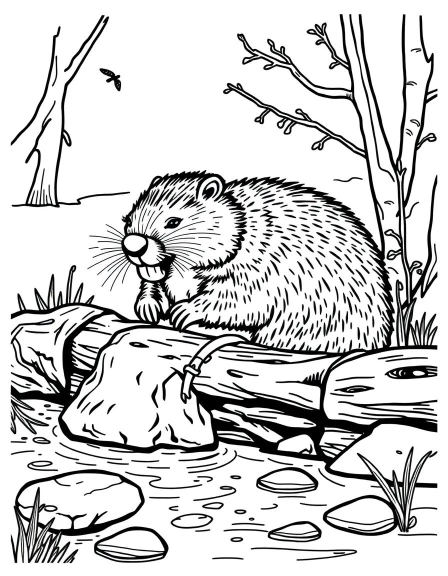 (Minnesota) A beaver building a dam