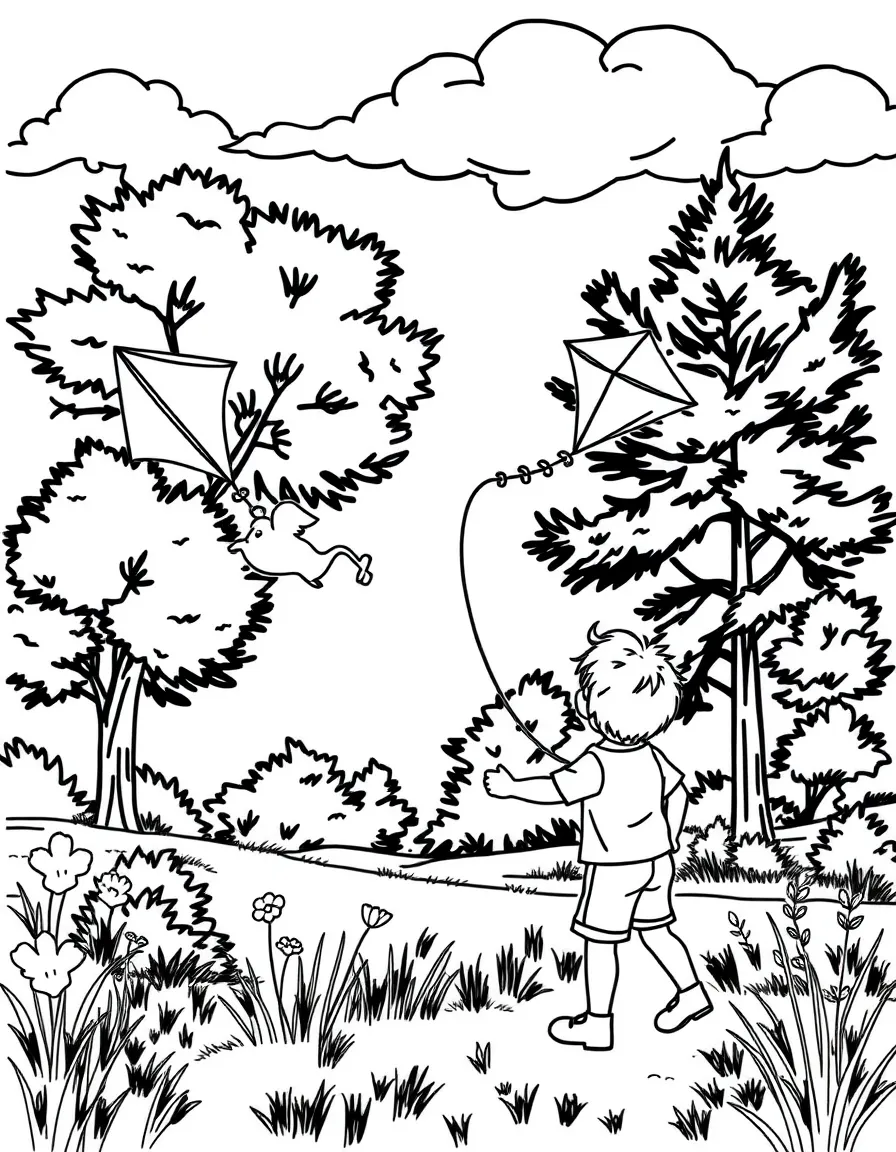 (Minnesota) A child flying a kite on a summer day