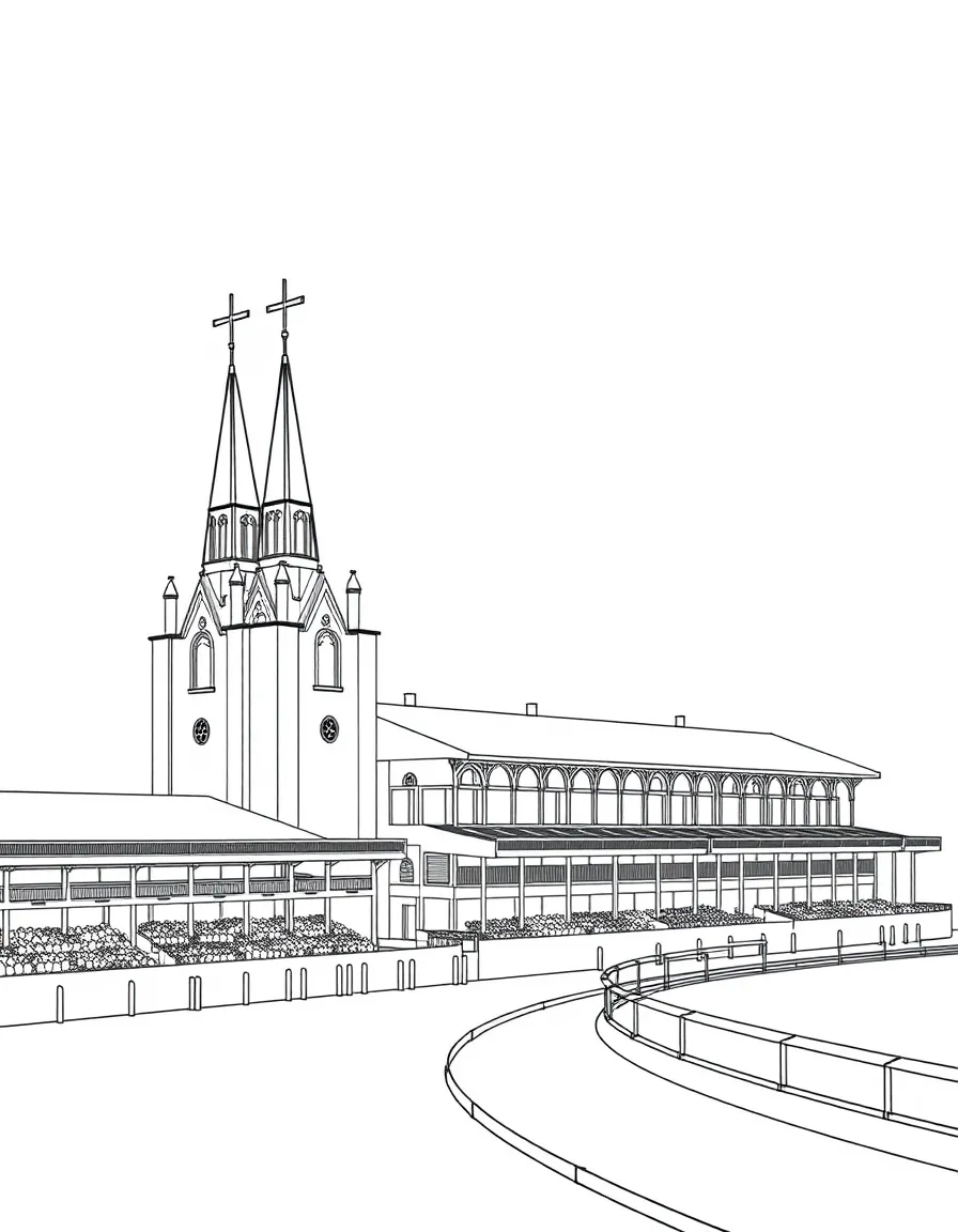 (Kentucky) Churchill Downs twin spires with grandstand and racing track