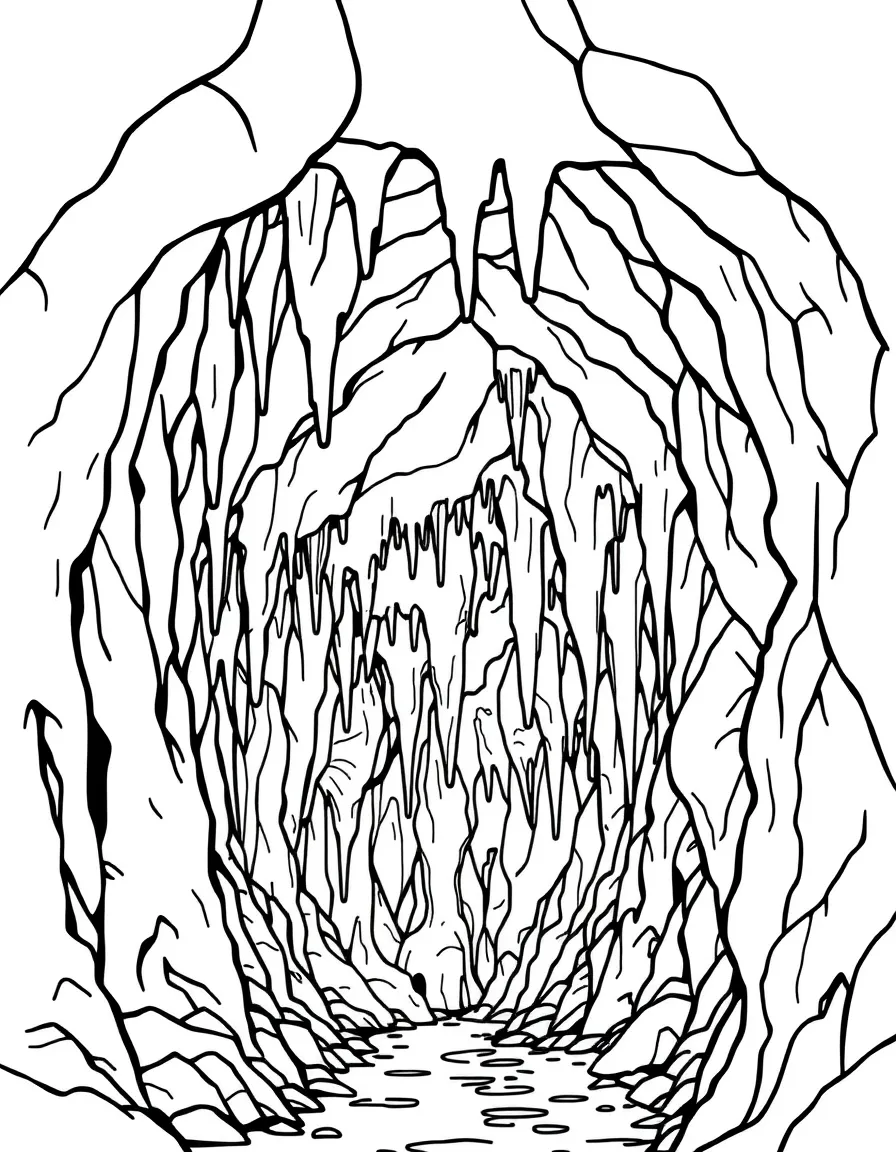 (Kentucky) Mammoth Cave entrance with stalactites and stalagmites inside
