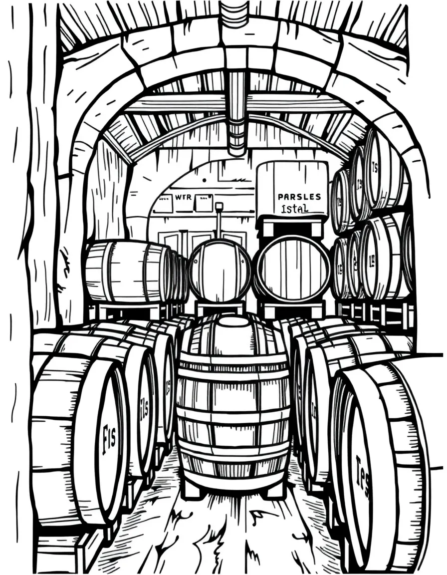 (Kentucky) Bourbon barrels aging in a Kentucky distillery warehouse