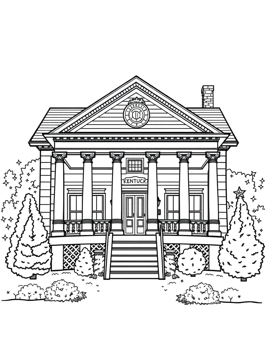 (Kentucky) My Old Kentucky Home mansion with columns and front porch