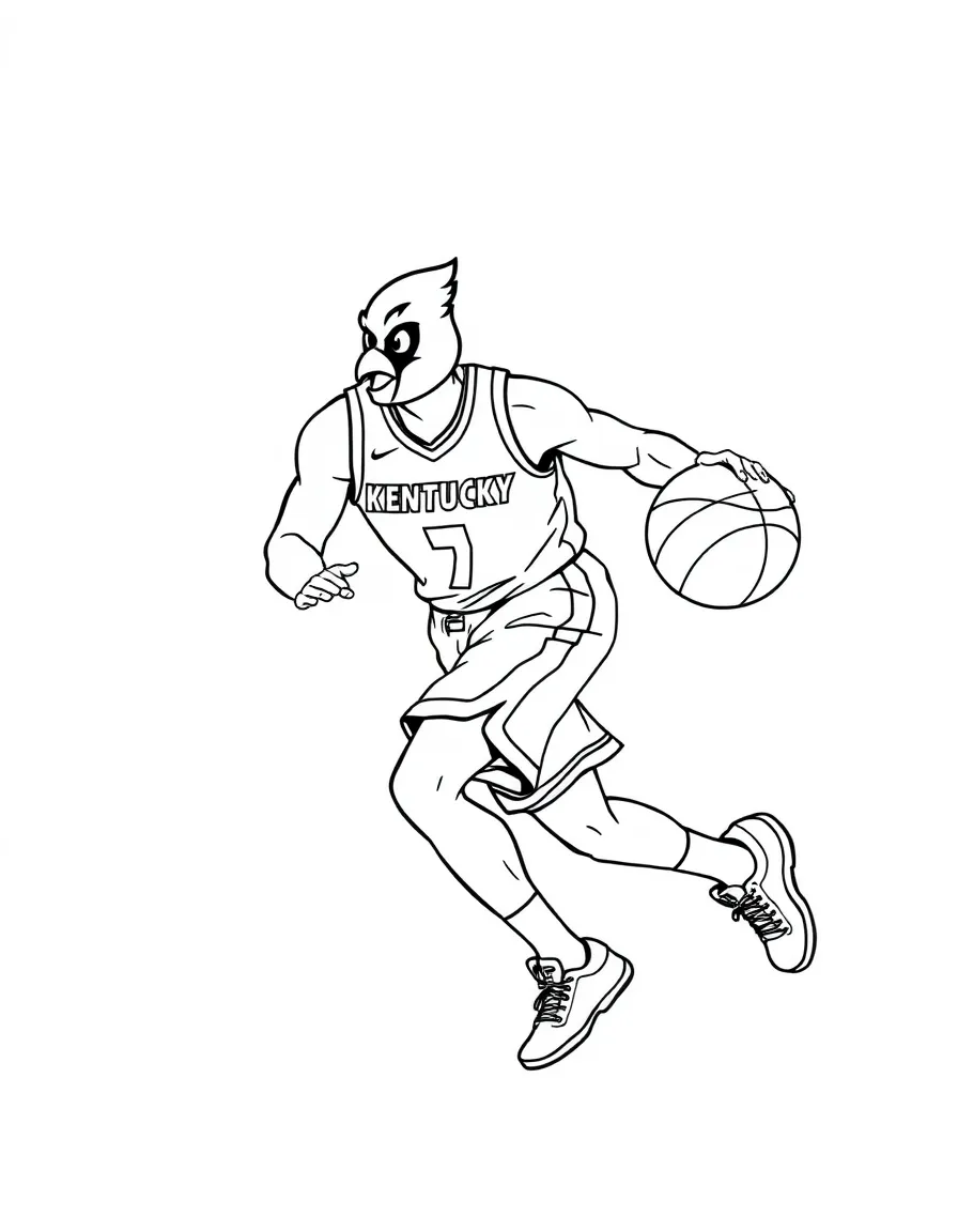 (Kentucky) Louisville Cardinals basketball player dribbling