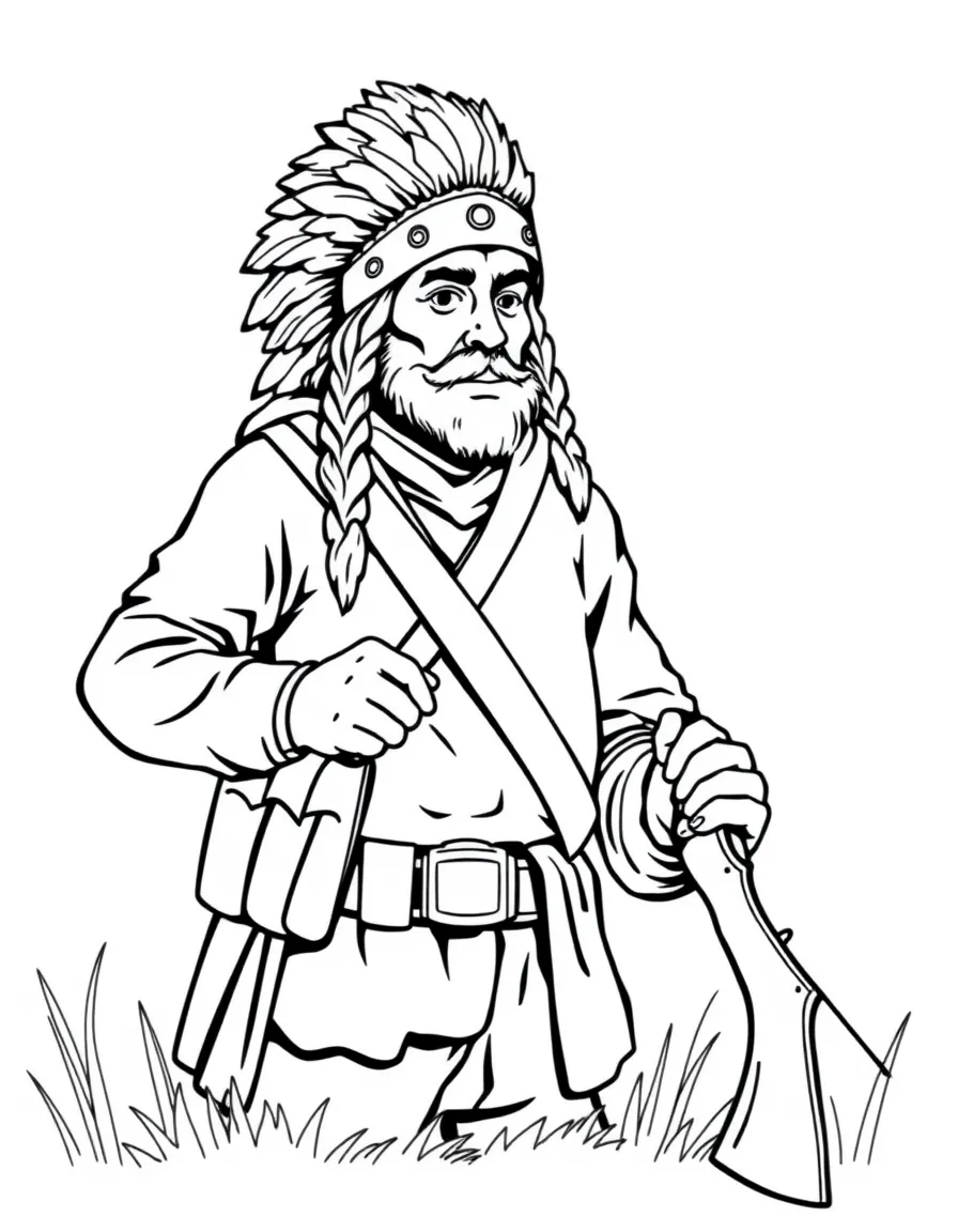(Kentucky) Daniel Boone explorer with coonskin cap and rifle