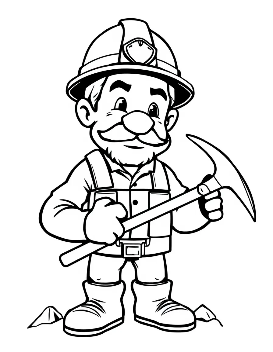 (Kentucky) Kentucky coal miner with hard hat and pickaxe