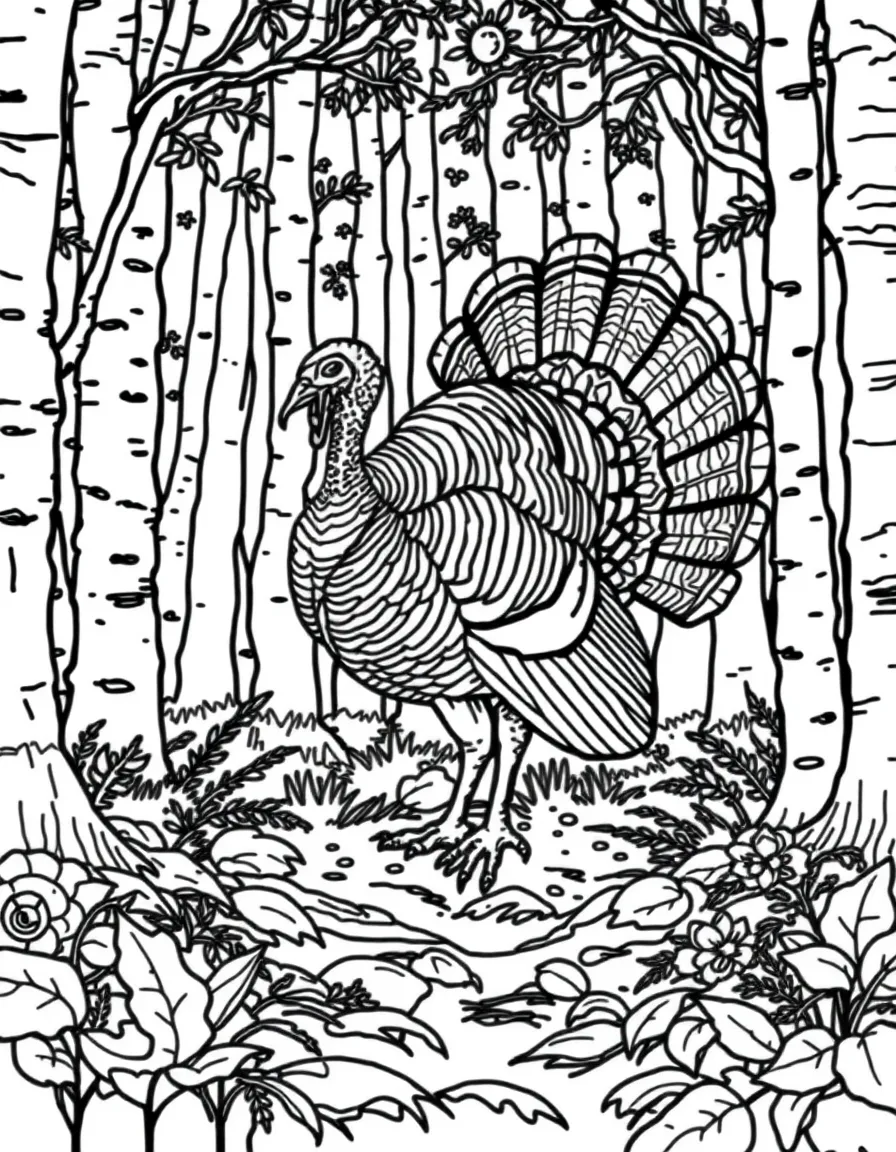 (Kentucky) Wild turkey (Kentucky's state wild game bird) in forest