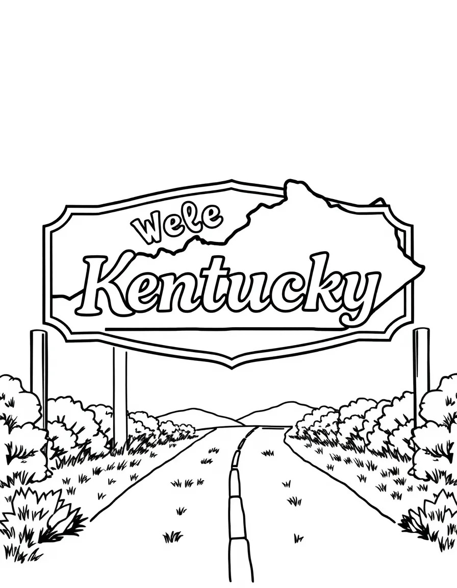 (Kentucky) Kentucky welcome sign with state nickname "Bluegrass State"