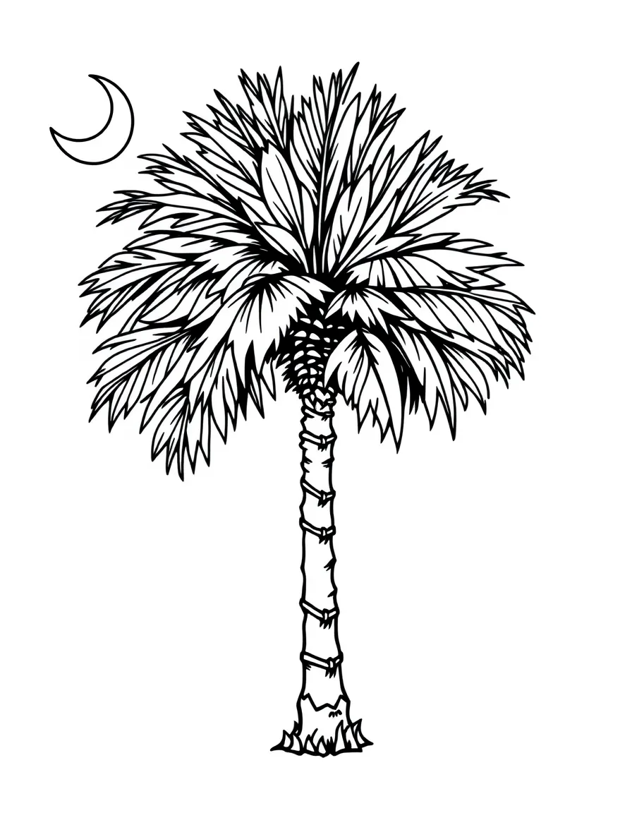 (South Carolina) Palmetto tree with crescent moon (state flag symbol)