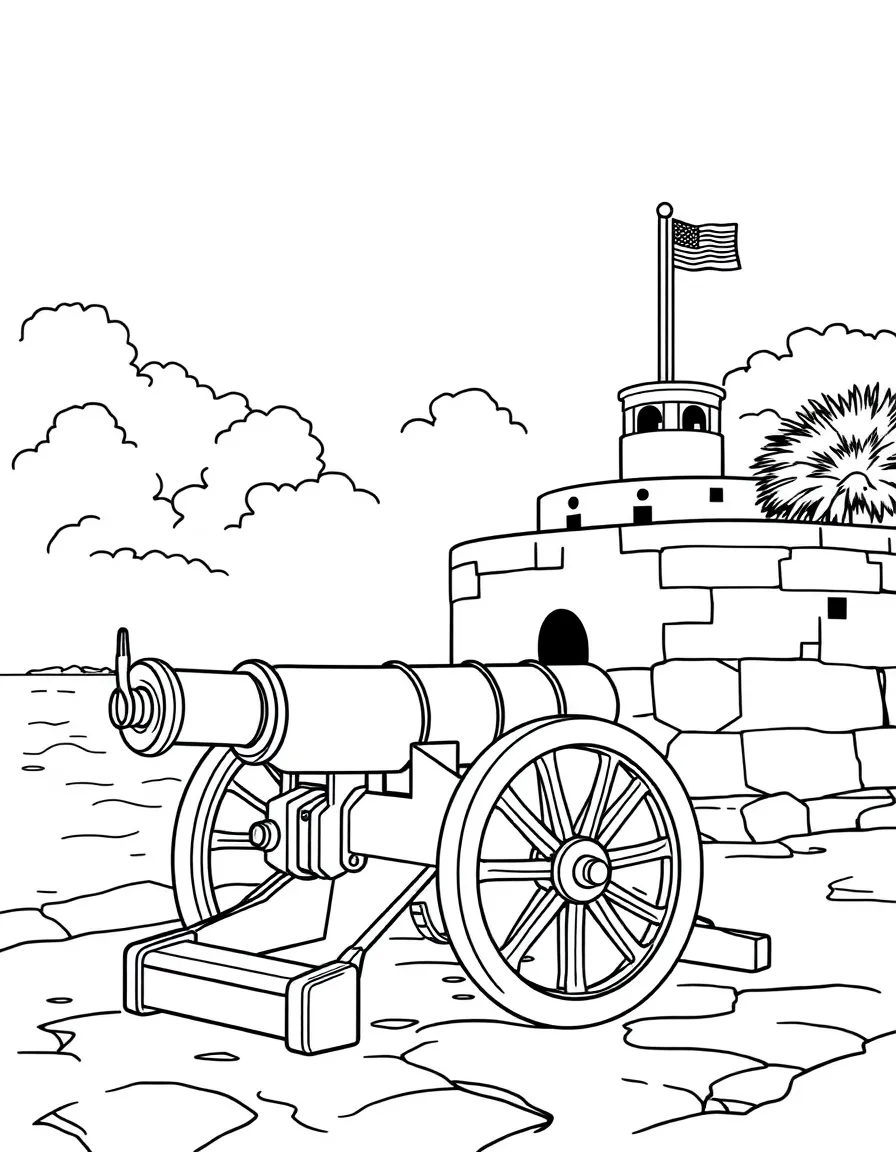 (South Carolina) Fort Sumter with cannon by the harbor
