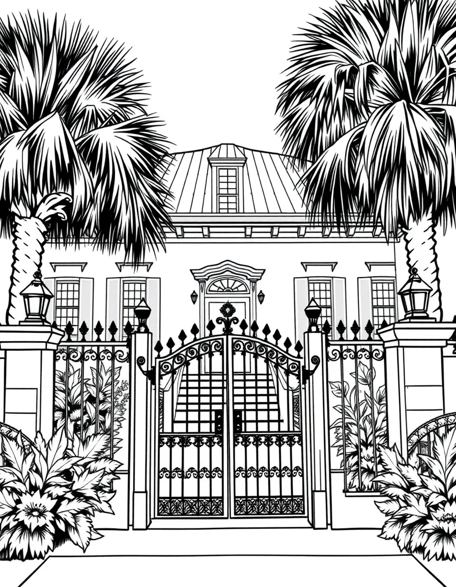 (South Carolina) Charleston historic house with iron gates